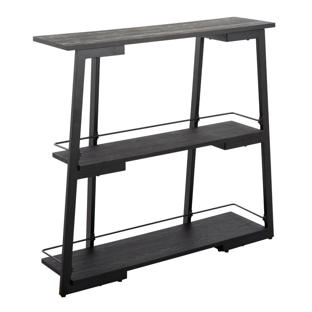 Photos - Garden & Outdoor Decoration 41" Converge 3 Shelf Vertical Bookcase Black - Lumisource: Sturdy Metal, Bamboo Surface, Open Back