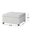 PAGED Contemporary Tufted Waffle Stitch Ottoman with Storage, 35" Square Storage Ottoman Bench with Birch Wood Legs, Square Ottoman Table - 4 of 4