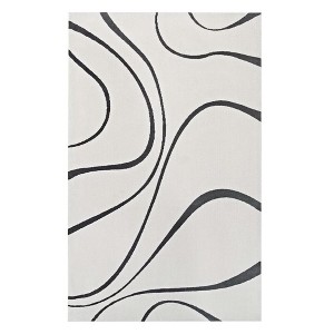 Modway Therese Abstract Swirl 5x8 Area Rug – Neutral Color Artistic Pattern, Low Pile Indoor Living Room Rug - 1 of 4