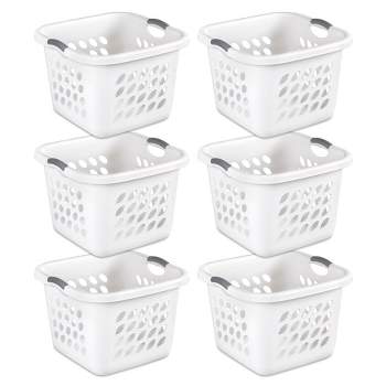 Sterilite Bushel Ultra Square Laundry Basket, Plastic, Comfort Handles to Easily Carry Clothes to and from the Laundry Room
