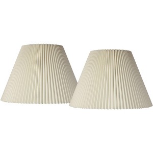 Springcrest Set of 2 Knife Pleat Empire Lamp Shades Beige Large 10.75" Top x 22" Bottom x 15.5" High Spider with Harp and Finial - 1 of 4