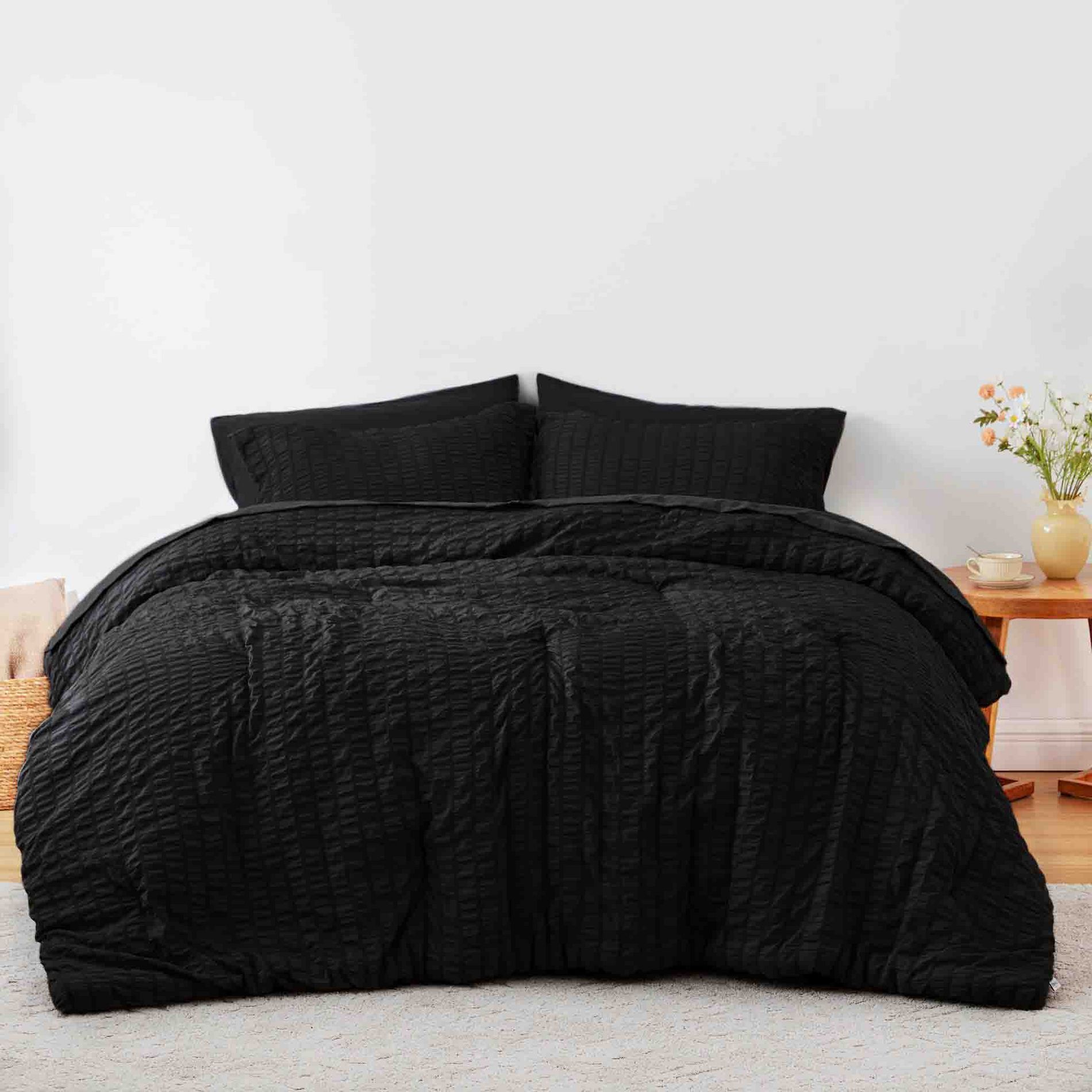 BAGOKIE 5/7 Pieces Seersucker Bed in a Bag Comforter Set