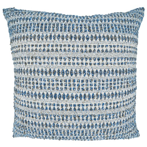 Saro Lifestyle Woven Decorative Pillow Cover Blue 22 X 22 Target