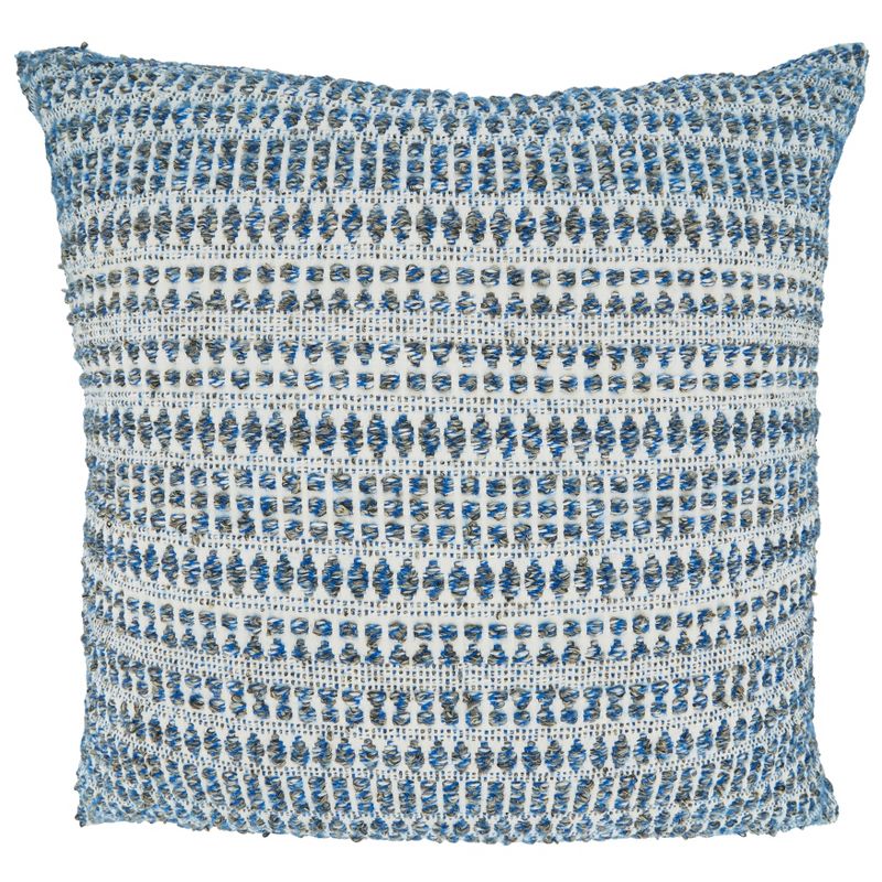 Saro Lifestyle Woven Line Throw Pillow With Down Filling, 1 of 4