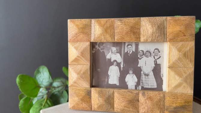 4x6 Inch Pieced Square Picture Frame Natural Mango Wood, MDF & Glass by Foreside Home & Garden, 2 of 8, play video