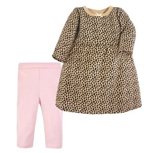 Luvable Friends Hudson Baby Long-Sleeve Dress and Leggings 2pc, Rose Wildcat - 1 of 1