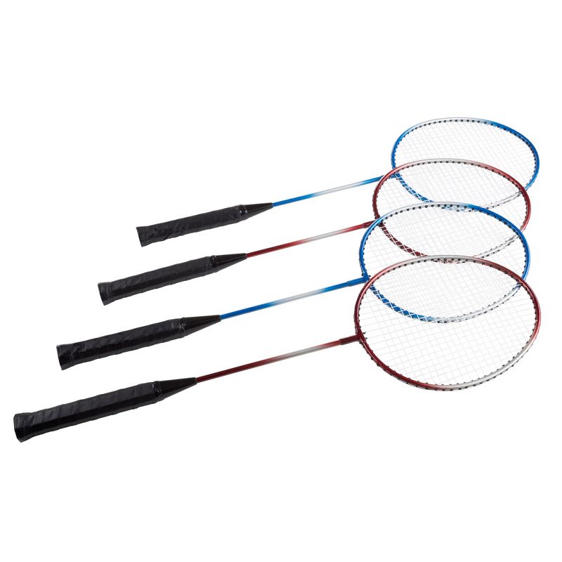 Toy Time All-in-One Portable Outdoor Badminton Game Set - Includes 4 Racquets, 3 Shuttlecocks, Regulation-Size Net, Ground Anchors, and Carrying Case, 3 of 8