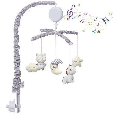Baby Crib Mobile with Music, Nursery Mobile with Digital Music Box & 36 Lullabies, Gray Hanging Toy for Crib