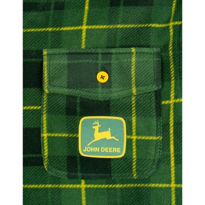 John Deere Mens Flannel Shacket with Fleece Lining Plaid Green / Gray X-Large — фото 2