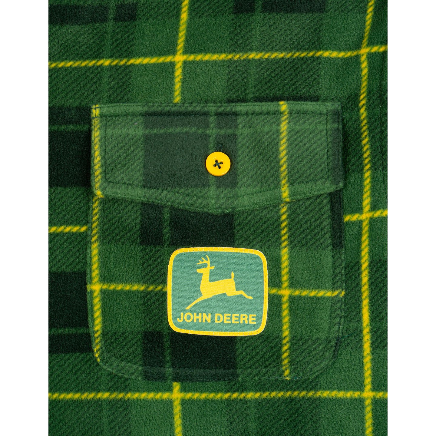 John Deere Mens Flannel Shacket with Fleece Lining Plaid Green / Gray X-Large, цвет: Зелёный — фото 2