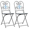 vidaXL Bistro Chairs Foldable 2 pcs Blue and White Ceramic - 2 of 4
