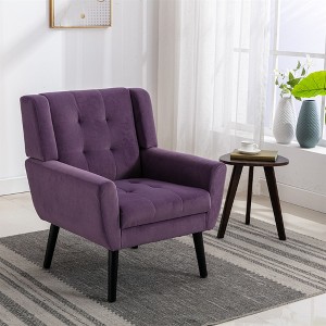 CAVINAS Modern Linen-Blend Upholstered Accent Chair with Metal Legs,Luxury Armchair for Living Room,Bedroom - 1 of 4