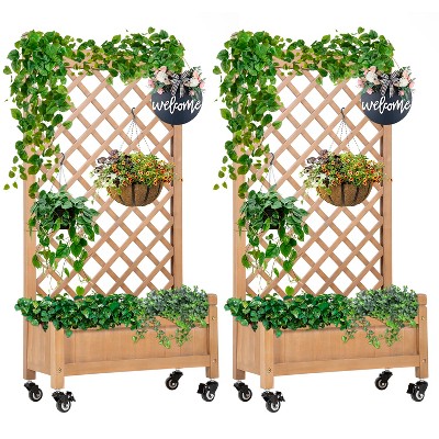 FDW Planter with Trellis Planter Box with Trellis Raised Garden Bed with Trellis Raised Garden Beds for Outdoor with Grid