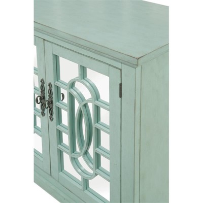 Elegant Mint Trellis 63" Transitional TV Stand with Cabinet Storage