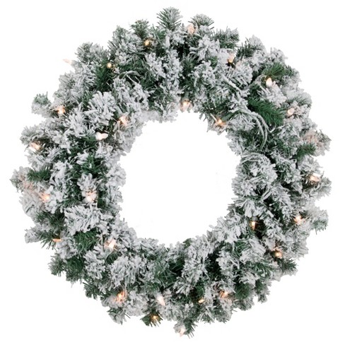 Northlight 24 Prelit Snow White Artificial Christmas Wreath - Clear Lights  : Target