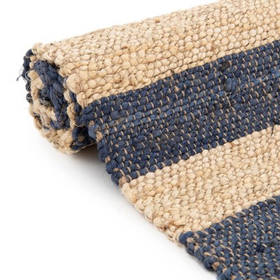 Hand-Braided Jute and Cotton Navy Ivory 4x6 Area Rug