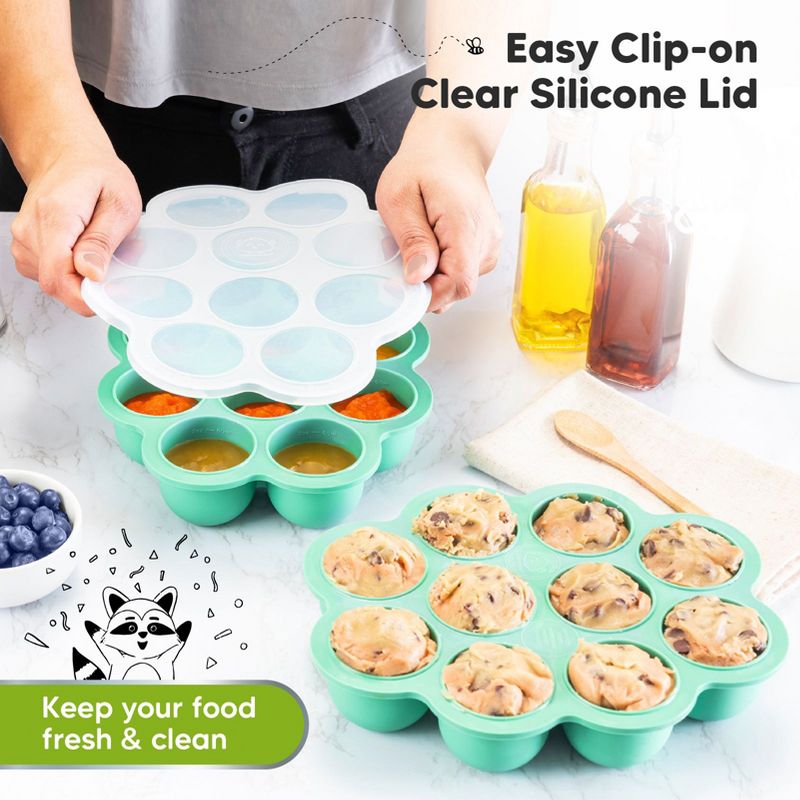 Prep Silicone Baby Food Freezer Tray with Clip-on Lid, 2oz x 10 Silicone Freezer Molds, BPA-Free Baby Food Storage, 5 of 11
