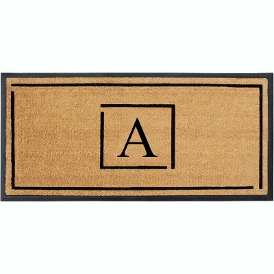 A1HC Natural Coir Monogrammed Doormat, Anti-Shed Treated Durable Front Door Mat for Outdoor Entrance, Easy to Clean Entrymat 24"x48"