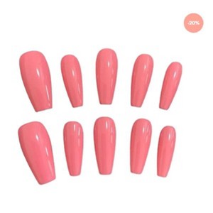 Hachikiko Sweet Coral Ballerina Press-On Nails - Glossy Coral Pink False Nails, Elegant Ballerina Shape Fake Nails - 1 of 4