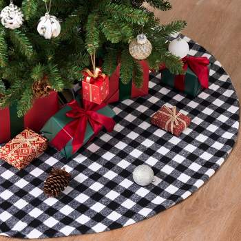 Joiedomi  Black and White Buffalo Plaid Christmas Tree Skirt 48in