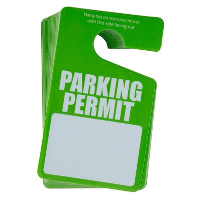 Juvale 50-Pack Green Parking Permit Pass Label, Rear View Mirror Hang Tags for Cars (3 x 5 Inches)