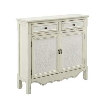 Duncan Traditional 2 Drawer 2 Door Slim Narrow Skinny Cabinet Console Table Antique Cream - Powell