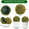 Artificial Plant Topiary Ball, Decorative Artificial Boxwood Balls with Flowers - 2 of 4