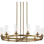 Stiffel Aron Brass Gold Wagon Wheel Chandelier 36" Wide Modern Clear Glass Shade 12-Light Fixture for Dining Room House Foyer Kitchen Island Entryway