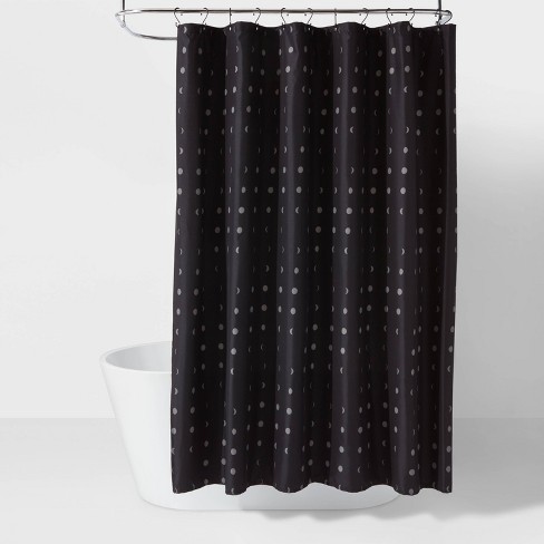 Moon Microfiber Shower Curtain Gray, Black White Gray Fabric Shower Curtain