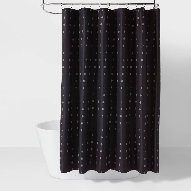 Moon Microfiber Shower Curtain  Gray/Black - Room Essentials&#8482;, 1 of 8