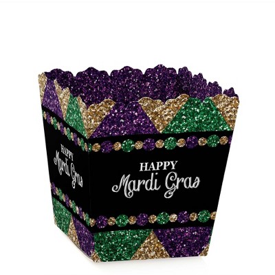 Big Dot of Happiness Mardi Gras - Party Mini Favor Boxes - Masquerade Party Treat Candy Boxes - Set of 12