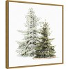 22" x 22" Vintage Wooded Holiday Trees in Snow Framed Wall Canvas - Amanti Art - 2 of 4