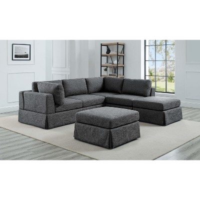 TiramisuBest 6-Piece Gray Upholstered Sectional