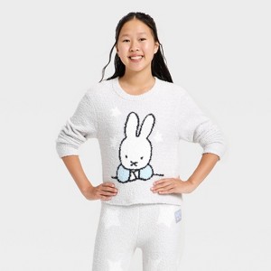 Girls' Miffy Boucle Sweater - Silver - 1 of 4