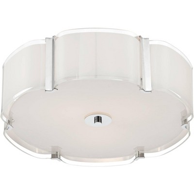 18" Chrome and Glass Drum Modern Ceiling Light