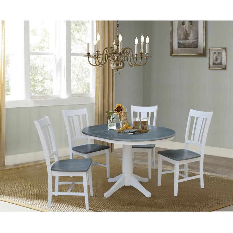 36&#34; Valerie Round Extendable Dining Table with 4 Chairs White/Heather Gray - International Concepts, 3 of 9