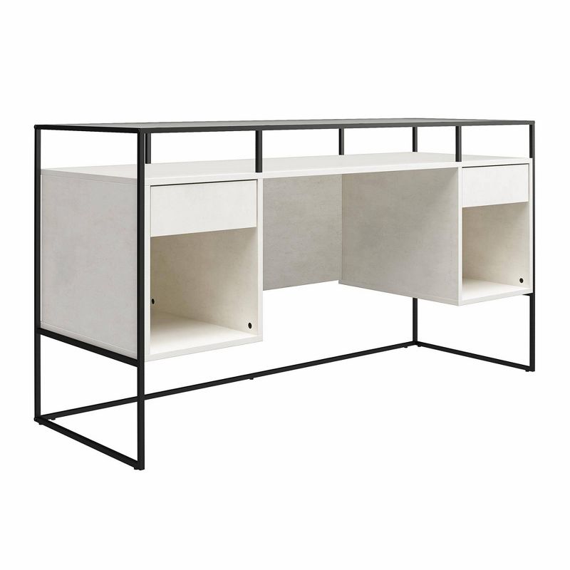 Creswell Modern Desk with Fluted Glass Top 2 Drawers and Storage - Room & Joy, 6 of 12