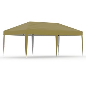 10x20FT Pop Up Canopy Shade Tent, Outdoor Portable Instant Shelter with Wheels, Heavy Duty Frame, Waterproof, Adjustable Height, Brown - 1 of 4