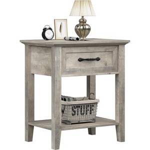 Nightstand with Drawer and 2-Tier Storage Shelves, Versatile End Table for Bedroom, Living Room, Dorm, and Small Spaces - 1 of 4