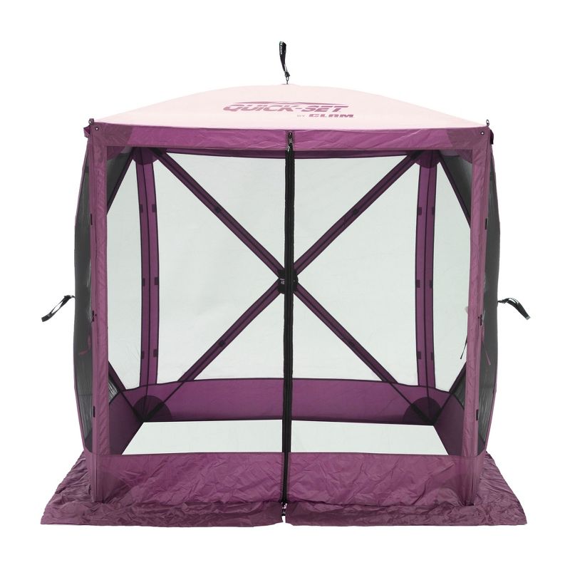 CLAM Quick Set Traveler 6x6 Ft Portable Outdoor 4 Sided Canopy Shelter, Plum + CLAM Quick Set Screen Hub Tent Wind & Sun Panels, Accessory Only, Plum, 5 of 7