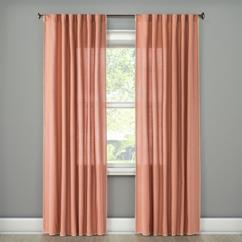 54 X108 Stitched Edge Curtain Panel Peach Threshold Target