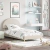 Twin Bed Frame with Round Boucle Headboard, Upholstered Arch-Shaped Design in Soft Pink, Modern Kids Wooden Slats Bed,  Easy Assembly - 2 of 4