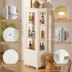 Gulches 71'' Freestanding Upholstered Display Cabinet White Glass Door Cabinet,Adjustable Shelves - 1 of 4