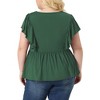 Agnes Orinda Women's Plus Size V Neck Ruffle Sleeve Pleated Peplum Blouses - 4 of 4
