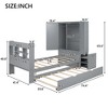Twin Size Platform Bed with Storage Headboard and Footboard, Pull Out Shelves and Twin Size Trundle - ModernLuxe - 4 of 4