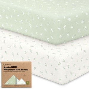 KeaBabies 2pk Soothe Waterproof Fitted Crib Sheets for Girl, Boy, 100% Organic Soft Cotton Crib Mattress Protector Sheet - 1 of 4