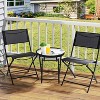 VINGLI Folding Glass Outdoor Side Table, 18 Inches Small Foldable Patio Bistro Table with Tempered Glass Table Top,Round - 2 of 4