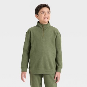Boys' Quarter Zip Relaxed Fit Fleece Pullover Sweatshirt - Cat & Jack™ - 1 of 3