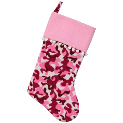 Northlight 15.75" Pink and Brown Camouflage Christmas Stocking with Cuff