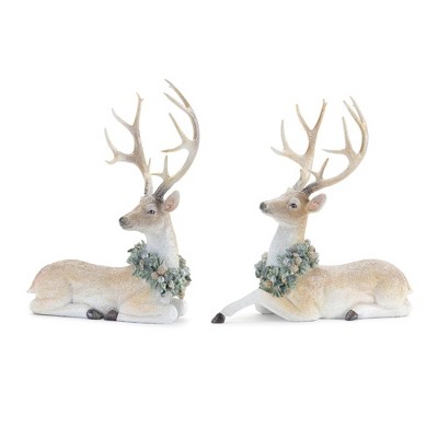 Melrose Glittered Deer Statue (Set of 2)